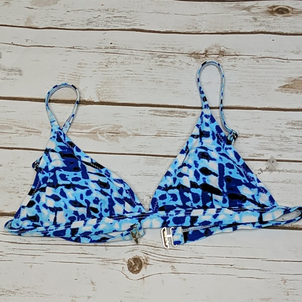 Cupshe Blue/White Bikini Top S